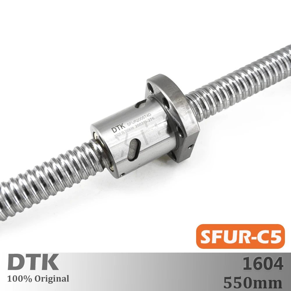 DTK Taiwan SFU1604 C5 Ground 4mm lead R16 Ball Screw 550mm thread shaft High Precision Flange CNC Grind Spindles TBI Replaceable