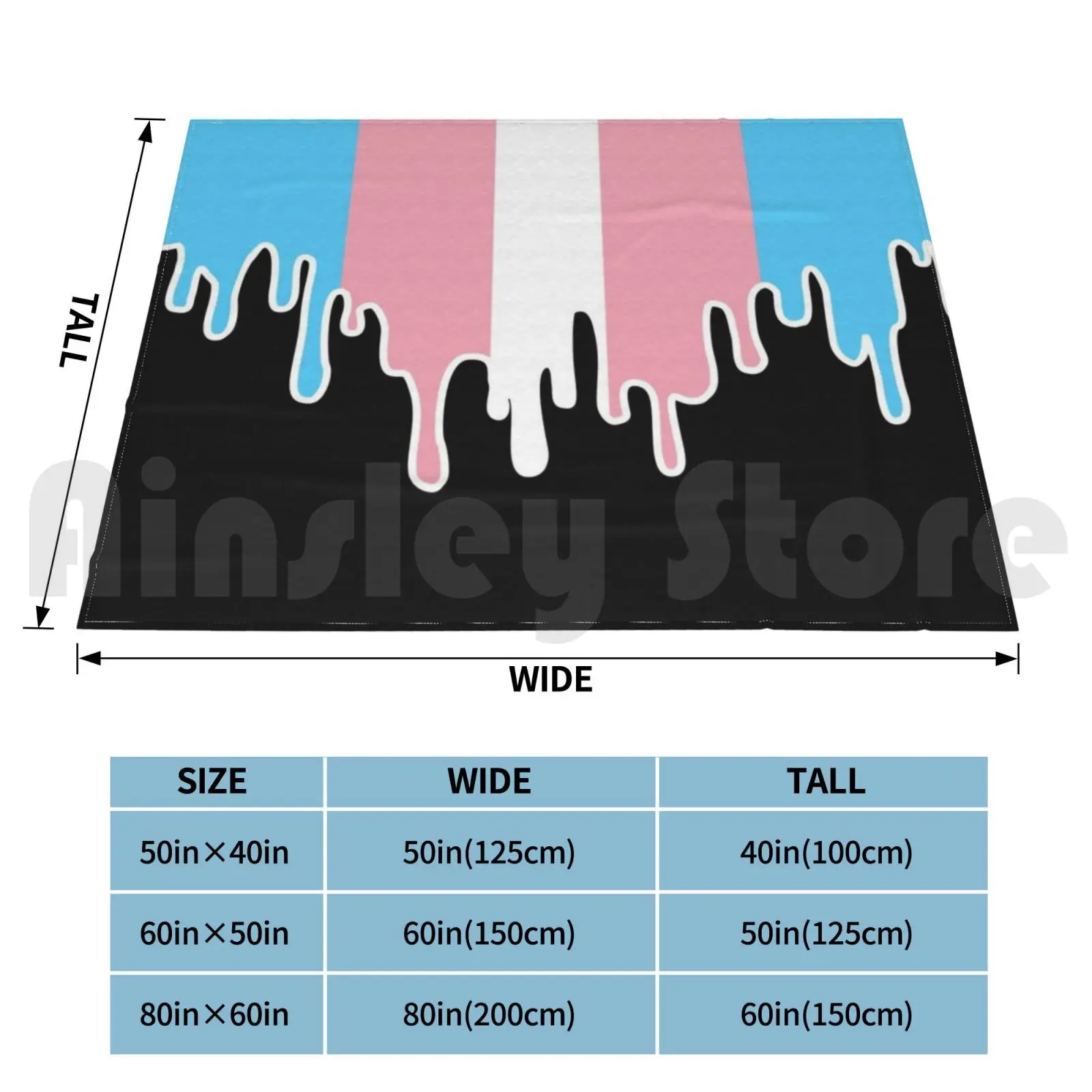 Trans Pride Flag Drip Blanket Super Soft Warm Light Thin Trans Drip Drip Trans Gender Drip Trans Pride