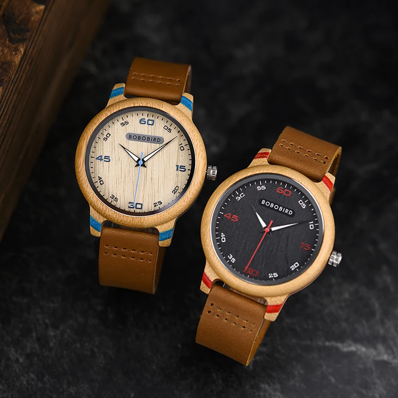 BOBOBIRD Bamboo Wood Watch Couple Quartz Watches Timepiece Unisex Wristwatch Men Ladies Wonderful Gift for Him Her reloj hombre