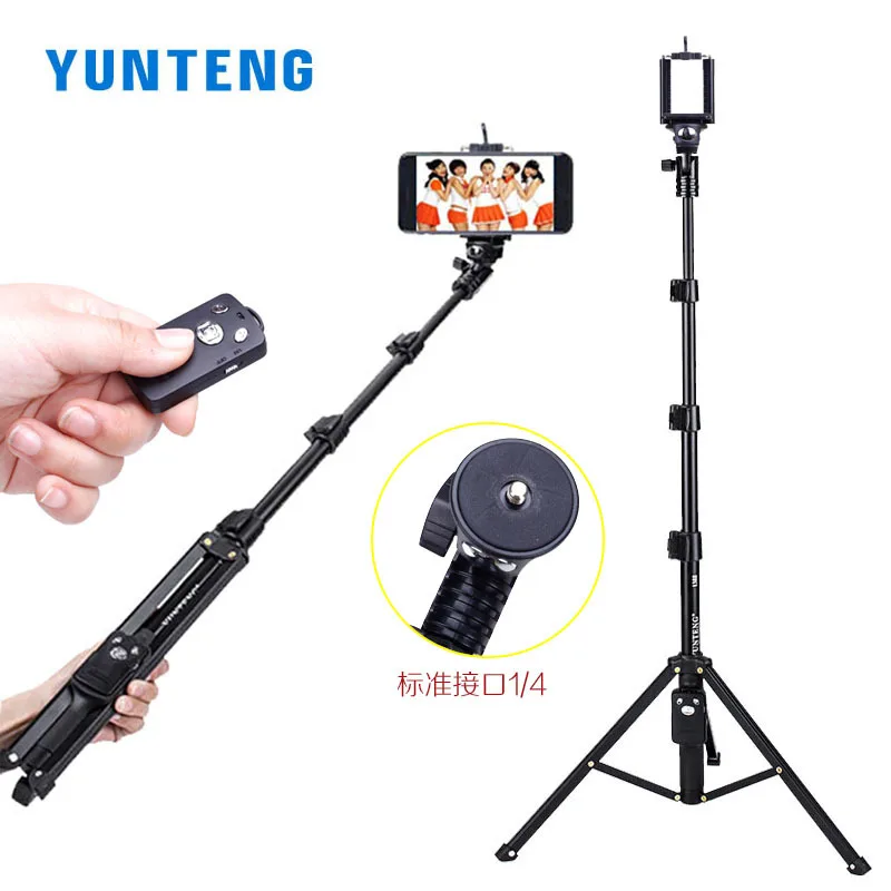 Telescopic Multi-function Bluetooth Control Selfie Stick Tripod Stand for Phone/Camera Shooting Livestreaming Yunteng VCT-1388