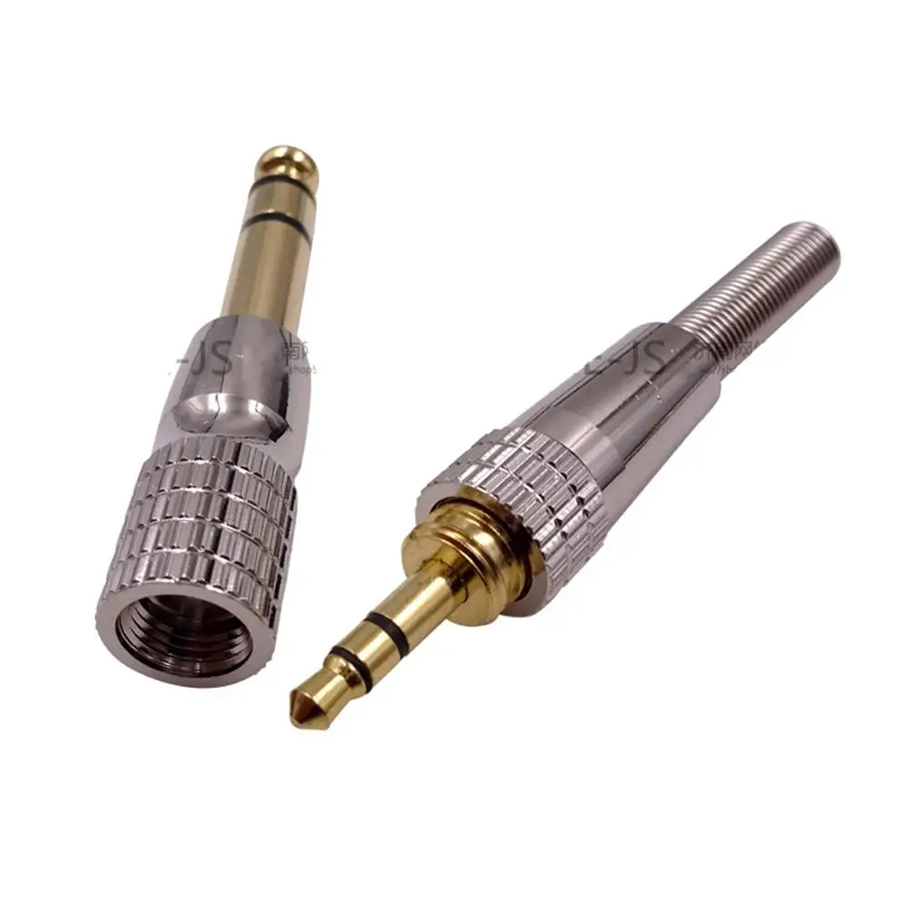 Haldane 4pcs /lot 3.5mm Male to 6.35mm Male 6.35mm Connector 1/4 inch TRS 3 Pole Stereo jack Plug Microphone Audio Connector