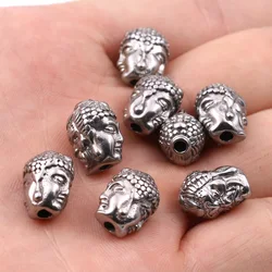 1pcs/lot 2.2mm Big Hole Stainless Steel Retro Buddha Head Charm Beads Gasket Fit DIY Making Accessories Necklace Jewelry Making