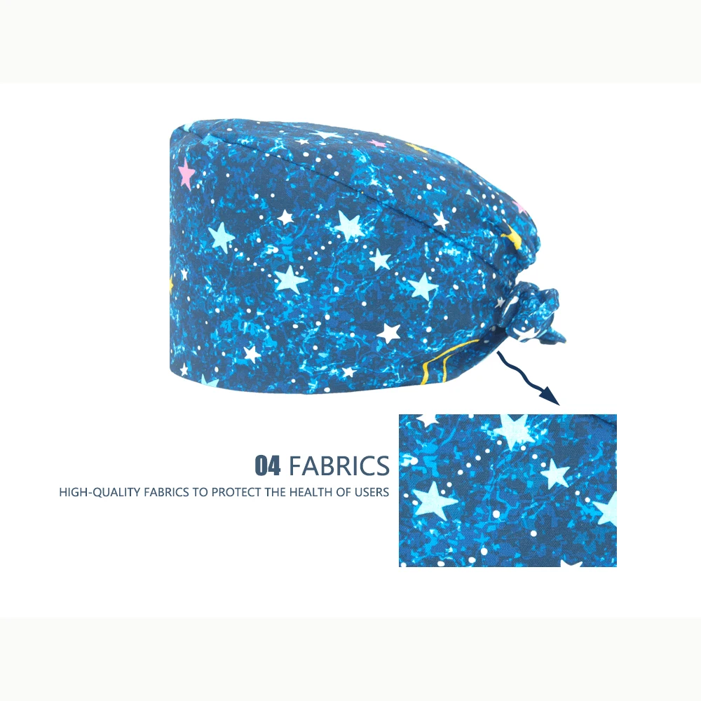 قبعة جراحية طبية للرجال والنساء ، قبعة طبيب ، قبعة جراحية مطبوعة ، قبعات صالون تجميل الأسنان ، قبعات فرك غرفة العمليات ، طاه قطن