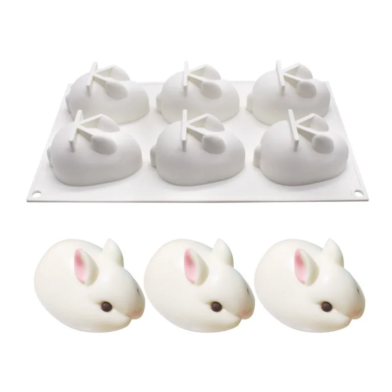 

6 Cavity Rabbit Silicone Cake Mold for Chocolate Mousse Jelly Pudding Ice Cream Dessert Bread Pastry Bakeware Decorating Tools