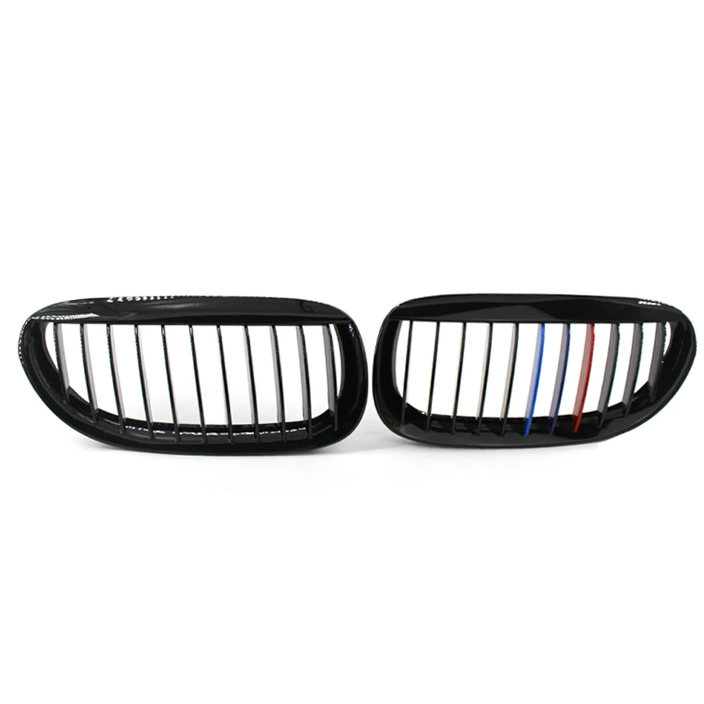 2Pcs Gloss Black M style Car Front Bumper Grille Kidney Sport Grilles For BMW 6 Series E63 E64 M6 630i 640i 650i 645ci 2003-2010