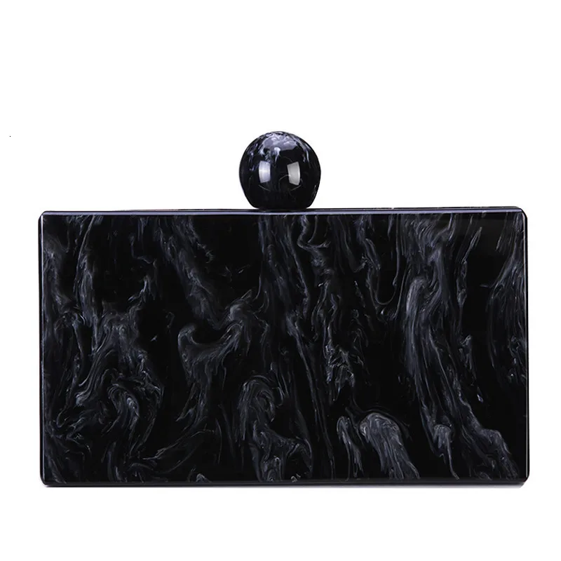 Pearl Black Marbel Acrylic Box Clutches Luxury Handbags Women Bags Designer Mujer Bolsas Feminina Summer Party Purse Wallet