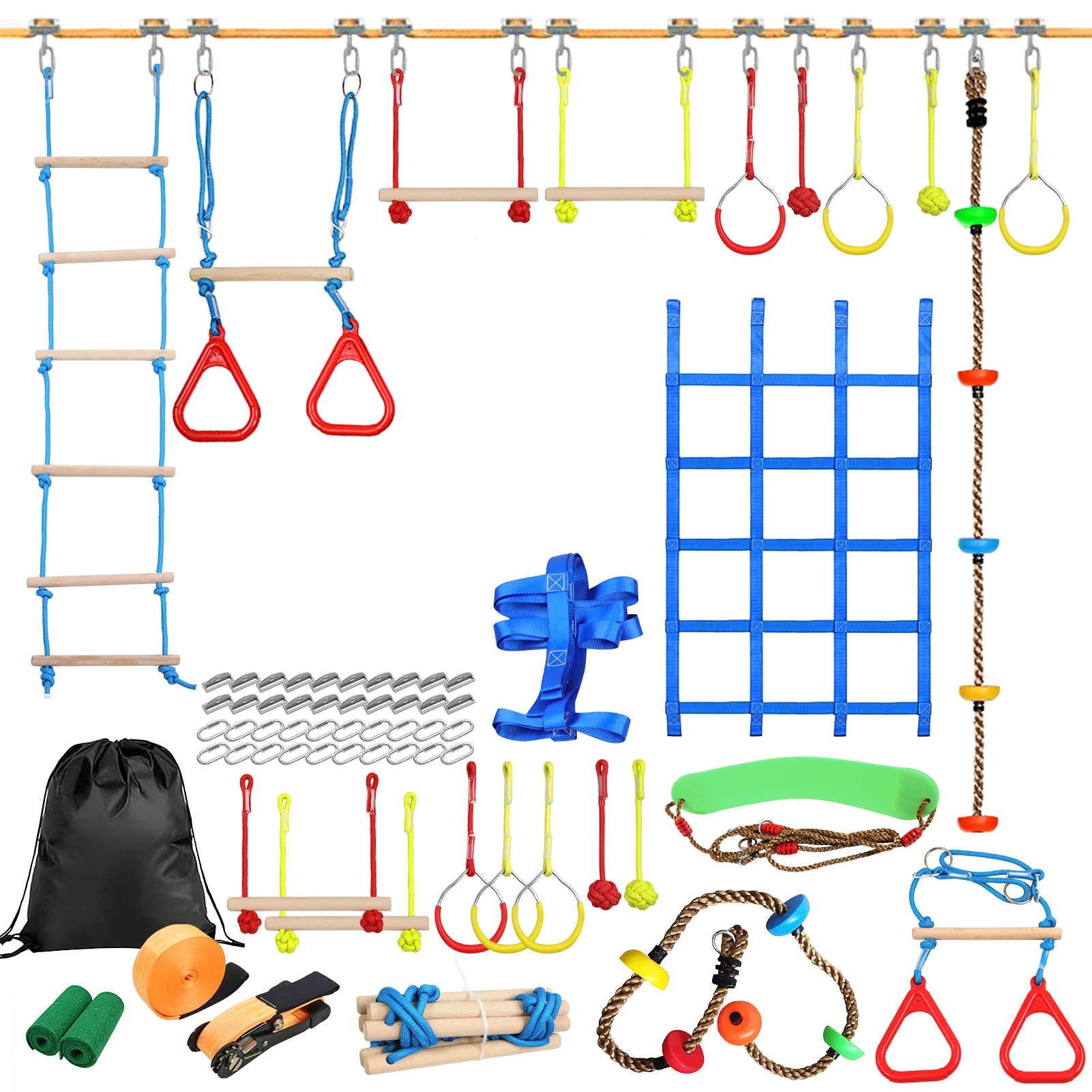 

Kids Climbing Obstacle Kit Children Line Hanging Obstacle Course Outdoor Playset Swing Accessories slackline