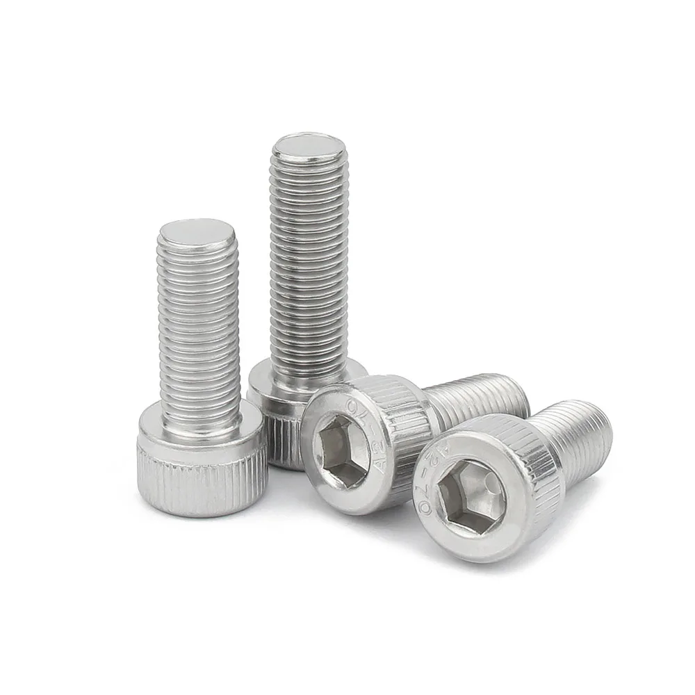 1/20pcs M3 M4 M5 M6 M8 M10 M12 304 Stainless Steel A2-70 Fine Thread Pitch Hexgonal Hex Socket Round Cap Head Screw Allen Bolt