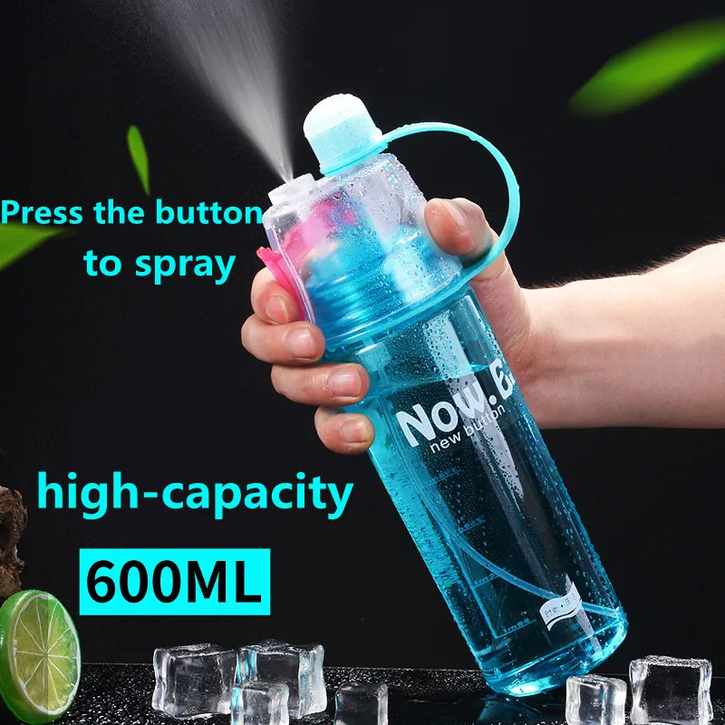 Newest Style Tea Bottle Large 600ML Design For Sport Safety PC Plastic Water Cup Girls School Gift Use Cooling Spray Outdoor