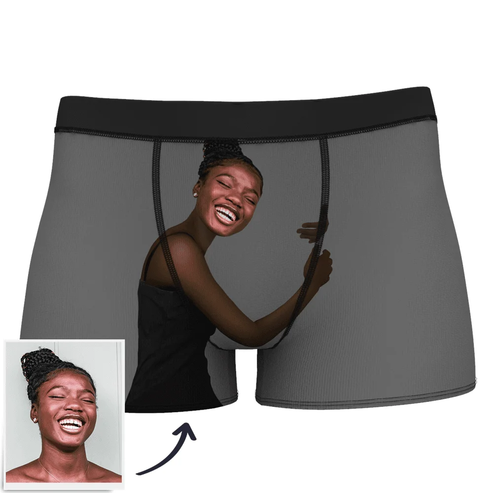 Customize name photo boxer On Body Dark Skin Valentines Day husband briefs funny shorts for boyfriend underwear christmas gifts