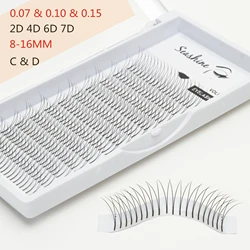 Seashine – Extensions de cils en Faux vison, 2D, 4D, 6D, 7D, longue tige, Volume russe, préfabriqués, maquillage