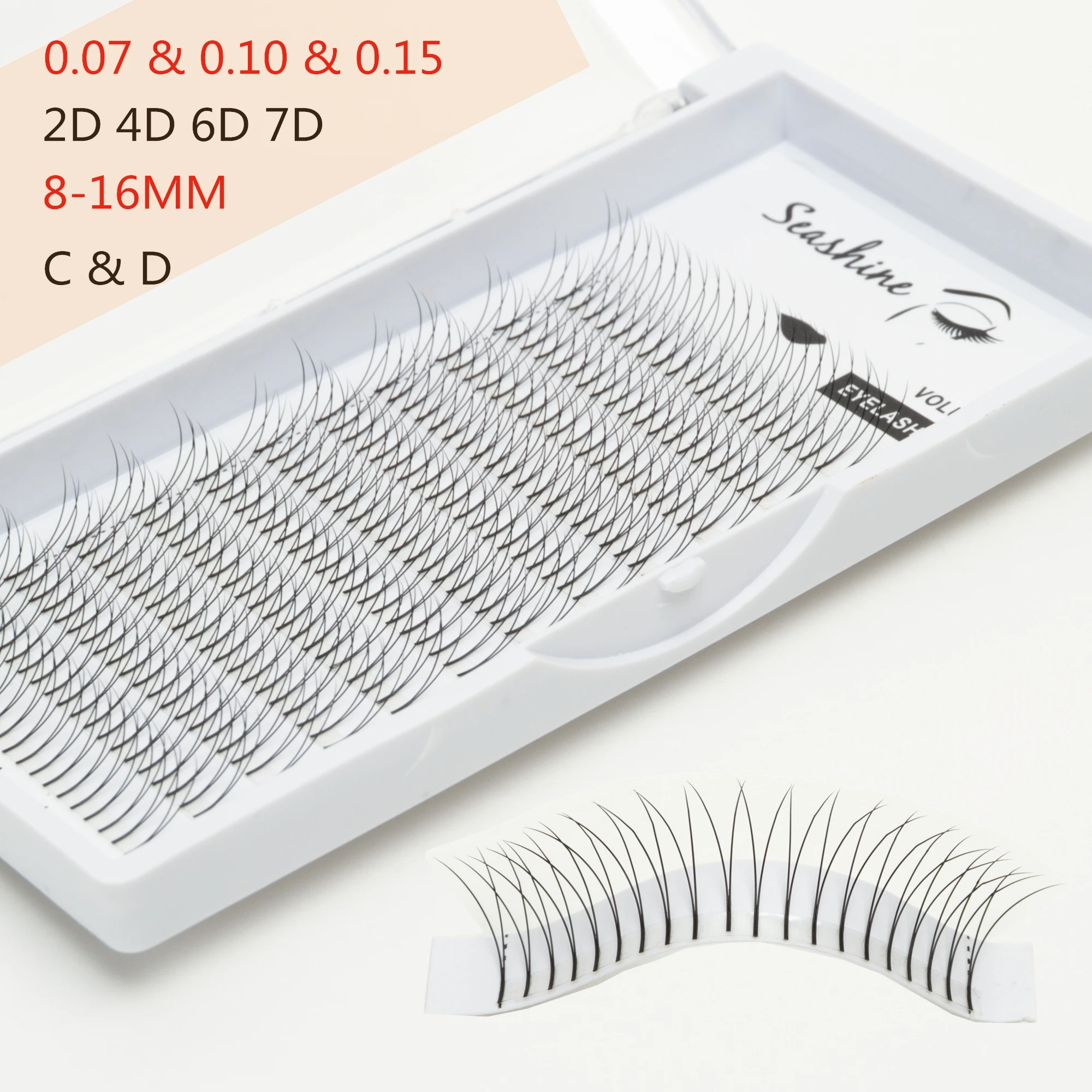 Seashine Long Stem 2D 4D 6D 7D False Lashes Premade Russian Volume Fans Faux Mink Premade Eyelash Extensions Makeup