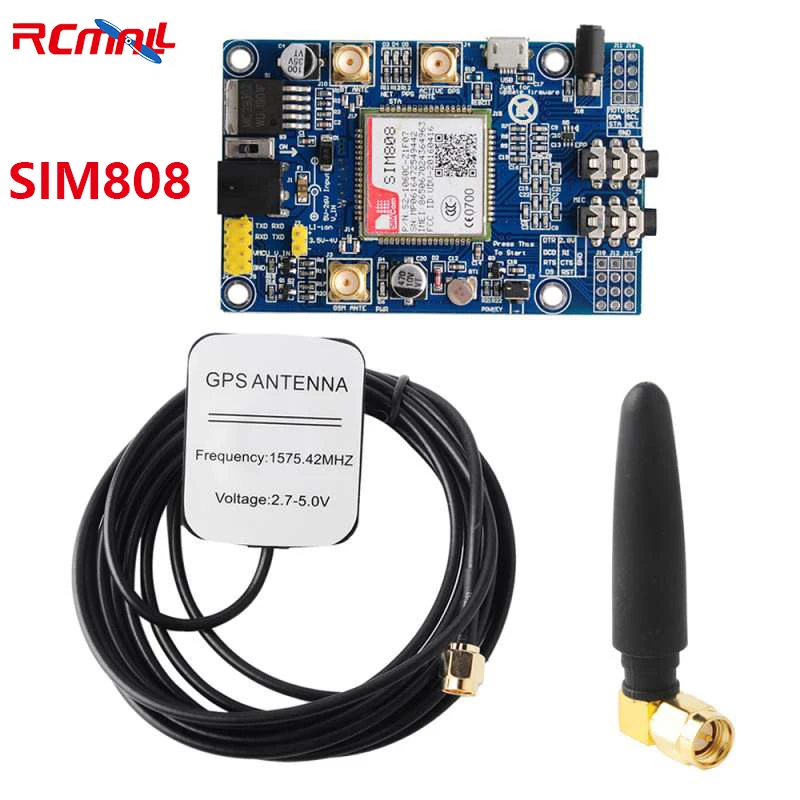 modulo gps gprs gsm placa de desenvolvimento ipx sma com antena gps para arduino raspberry pi suporte 2g 3g 4g cartao sim sim808 01