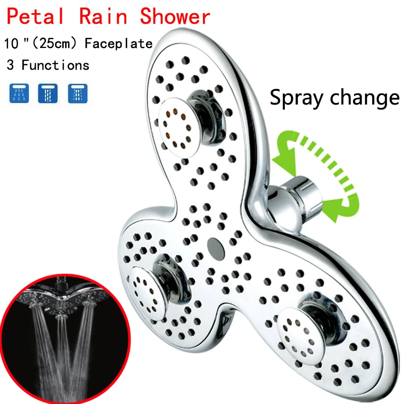 9.5 inch Rainfall Shower Head Shower head High Quality Full Chrome Plated Concealed Waterfall Three Head Shower Head