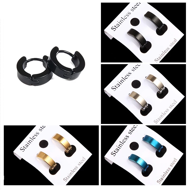 1pair Anti-allergic Titanium Steel Earring Punk Rock Stud Earrings Men Fashion Jewelry Women Small Circle Round Stud Earrings