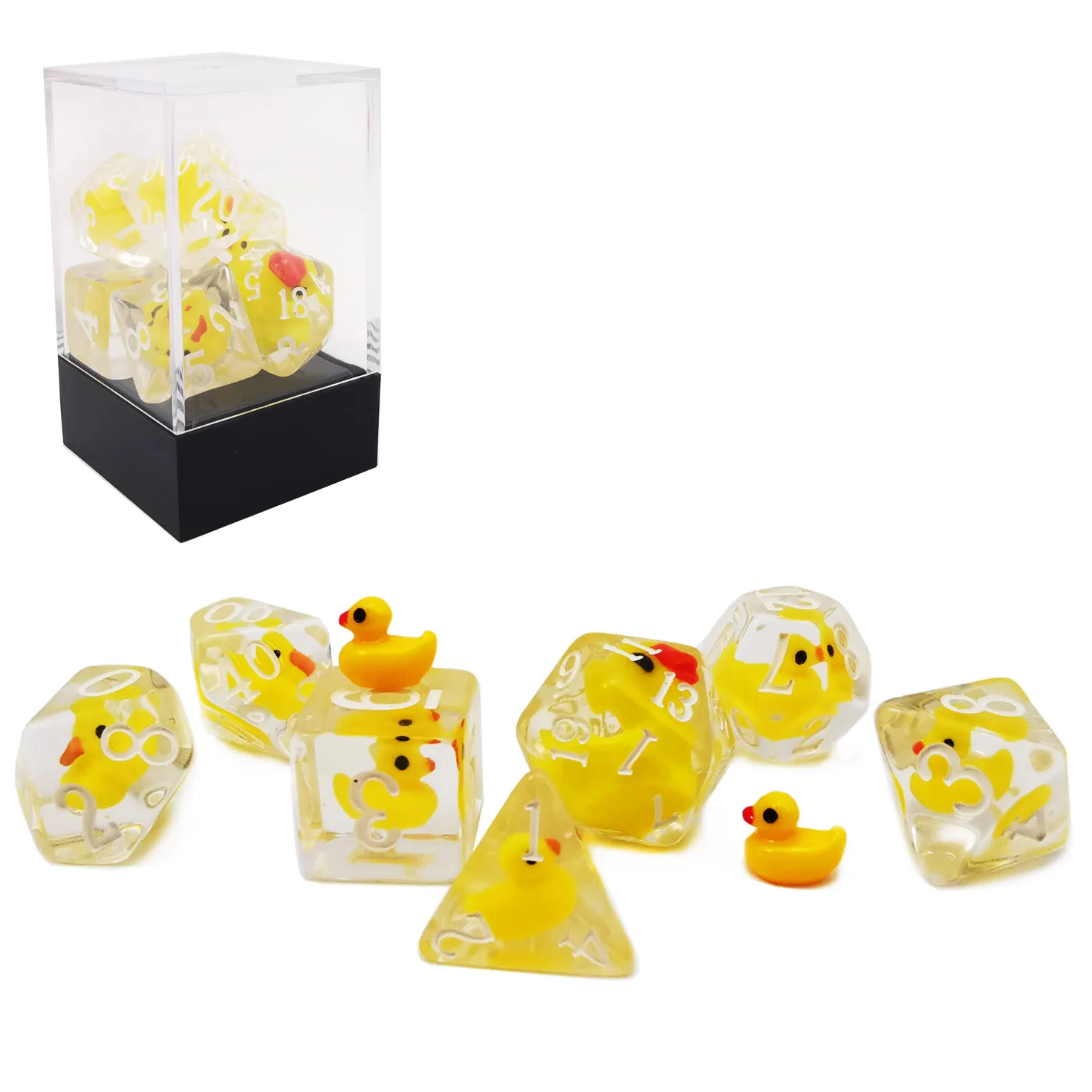 Bescon YellowDuck RPG Dice Set of 7,  Novelty Yellow Duck Polyhedral Game Dice set