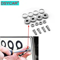 DSYCAR 1 Set Chrome Anti-theft Screws Car License Plate Bolts Frame Screws