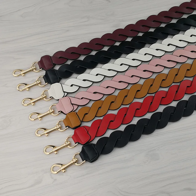 Braided Leather Handbag Accessories Bag Shoulder Strap Shoulder Slung Female Bag Belt Patch Color Ethnic Wind Long Handle Strap