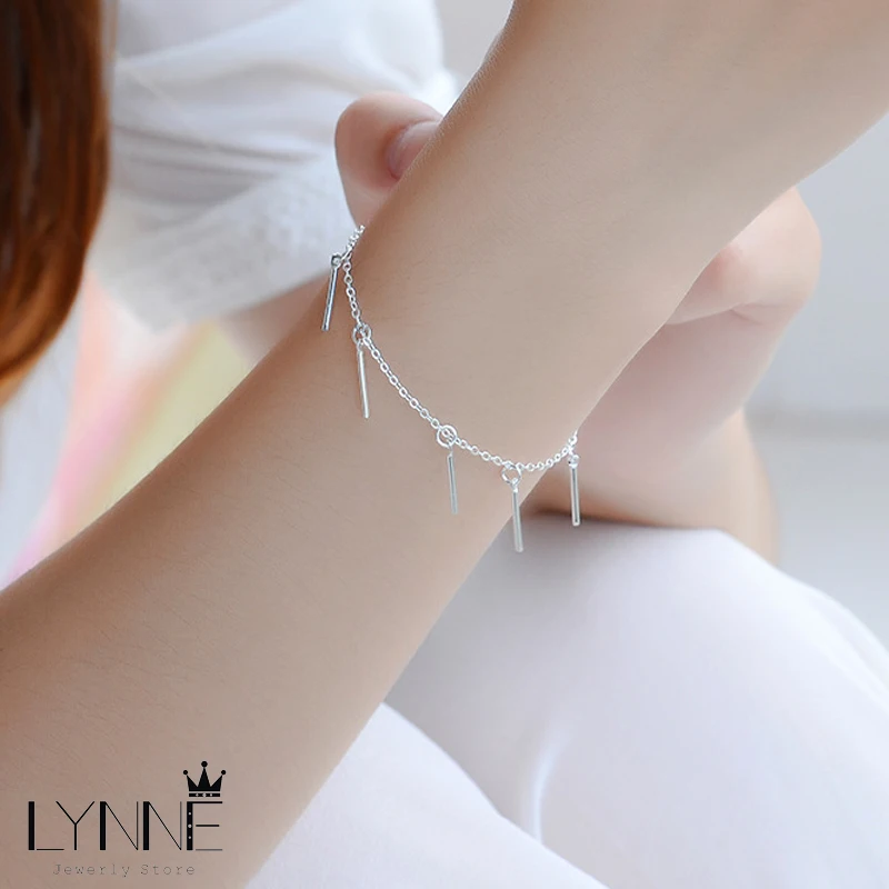 Hot 925 Sterling Silver Long Tube Chain Charm Bracelet Bohemian Ethnic Style Tubular Pendant Bracelets Women&Girl Jewelry Gift