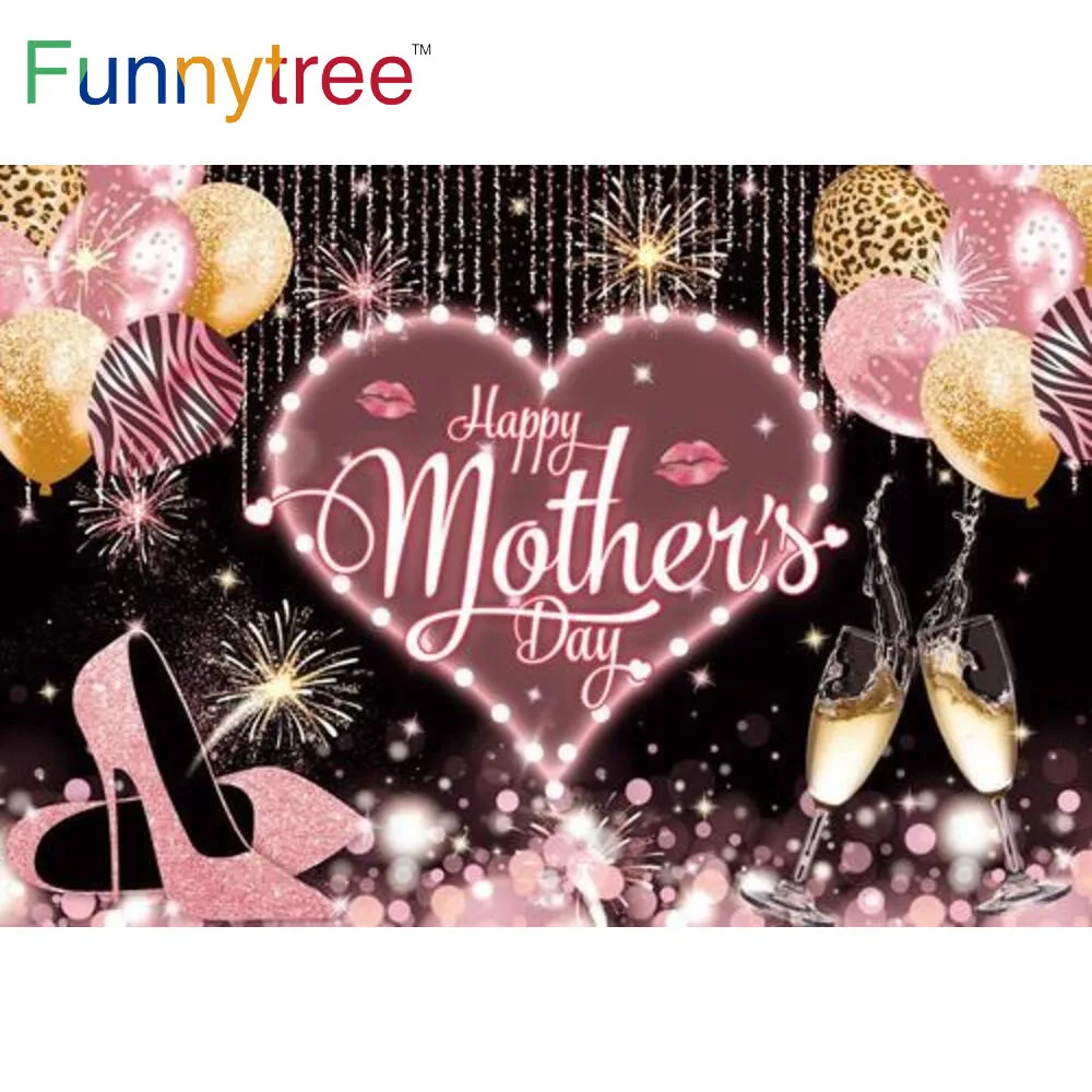

Фон Funnytree для вечерние съемки с изображением празднования Дня матери розового и черного сердца