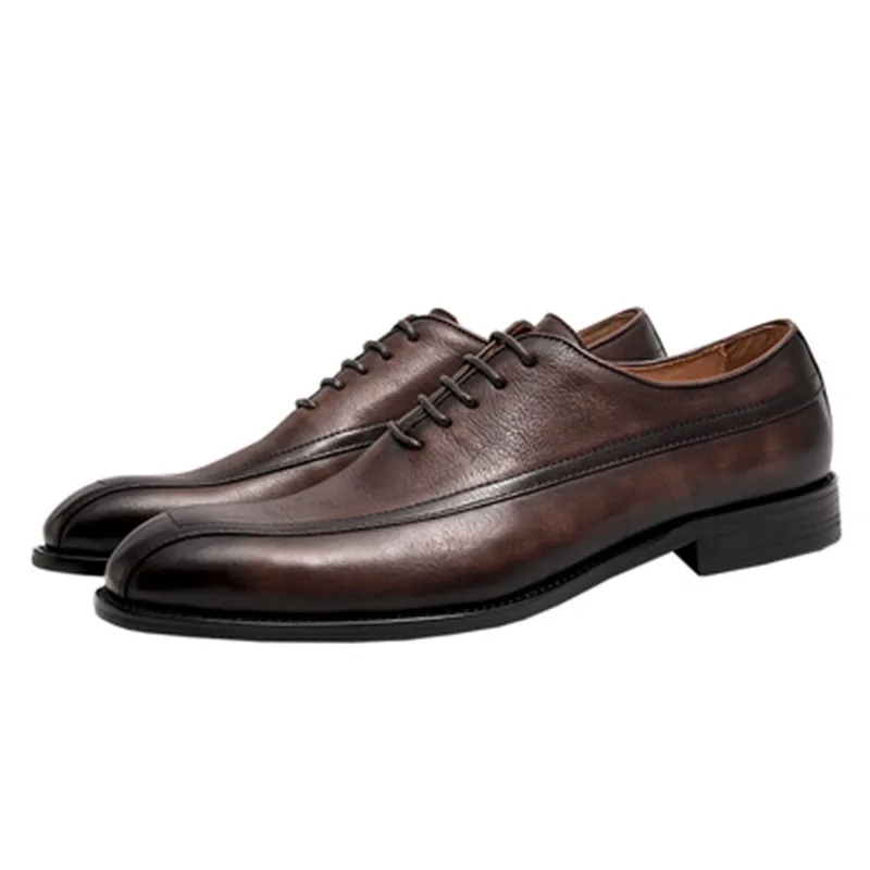 New leather business  casual shoes fashion vintage men's shoes real cow leather normal wearing