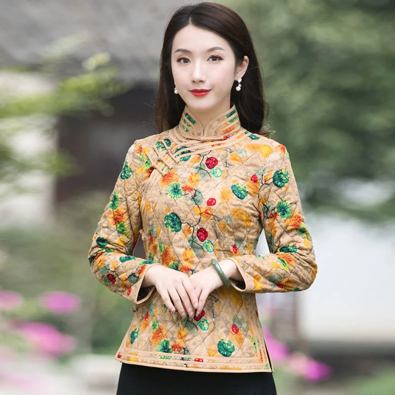 

Autumn Chinese Style Tang Suit Coat Hanfu Women Ethnic Harajuku Short Cotton Jacket Female Fashion Vintage Tops Stand Collar New