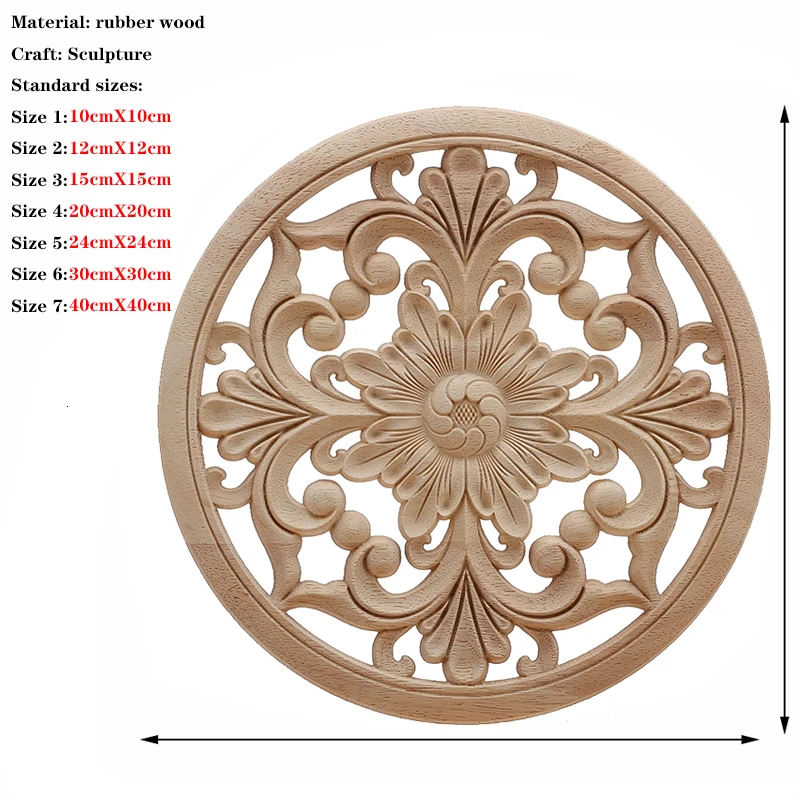 RUNBAZEF  Onlay Wood Applique Decal Corner Home Cabinet Window Unpainted Antique Modern Ornamental European Decoration Wooden