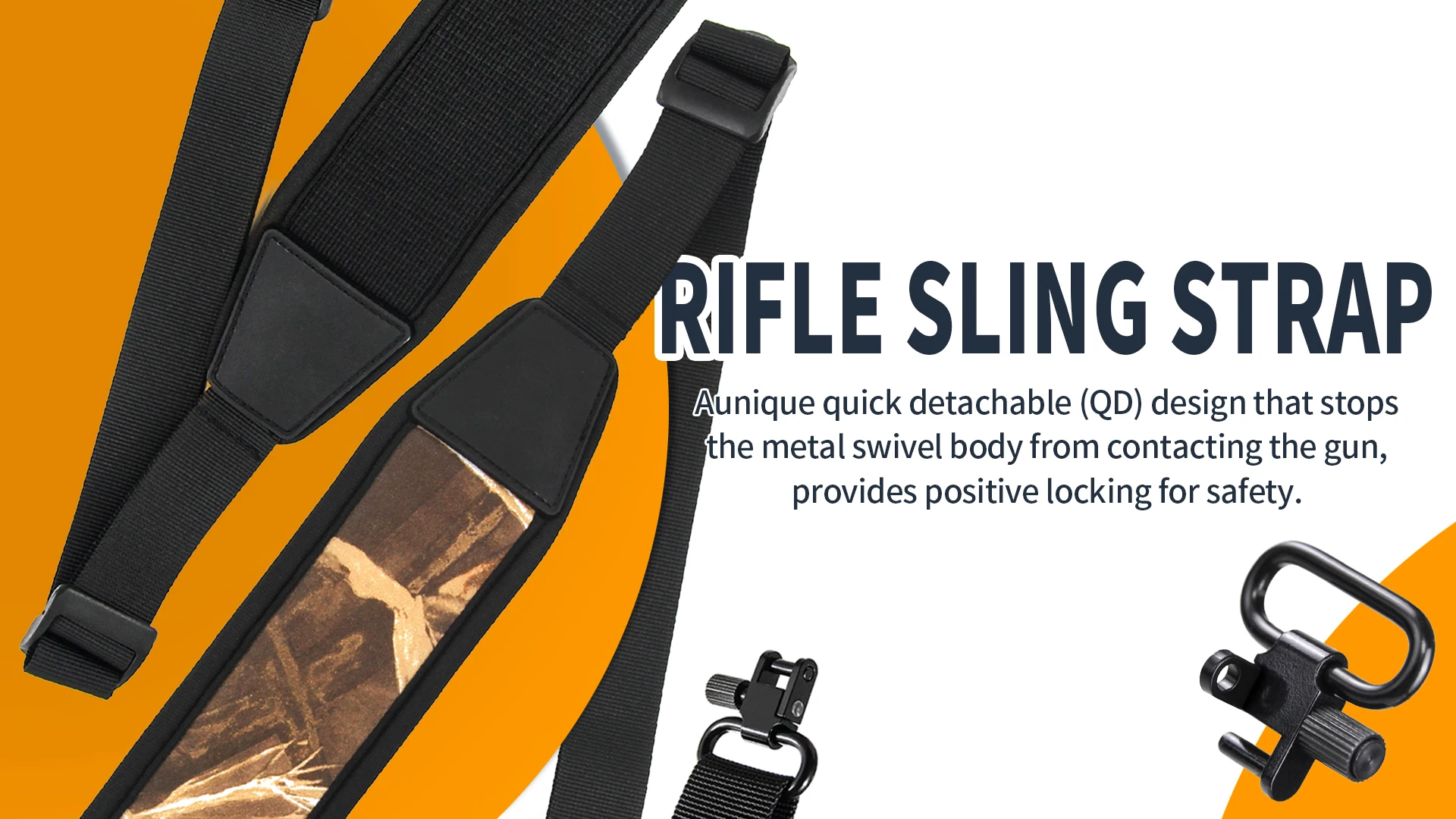 GUGULUZA Neopren-Gewehrriemen mit Schlaufengelenken, gepolsterter, rutschfester Schultergurt für Outdoor-Jagdzubehör – Detail 1