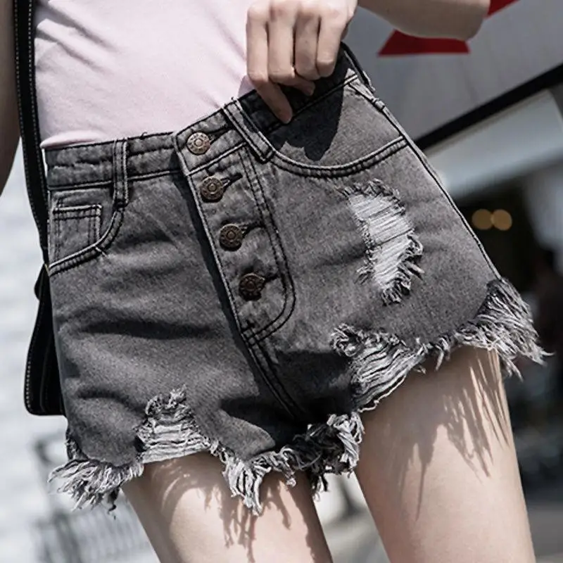 Casual Sexy Fashion Vintage Short Pants Women's Summer Clothing Jean Denim Shorts Female High Waist Ripped Aesthetic Korean 2024