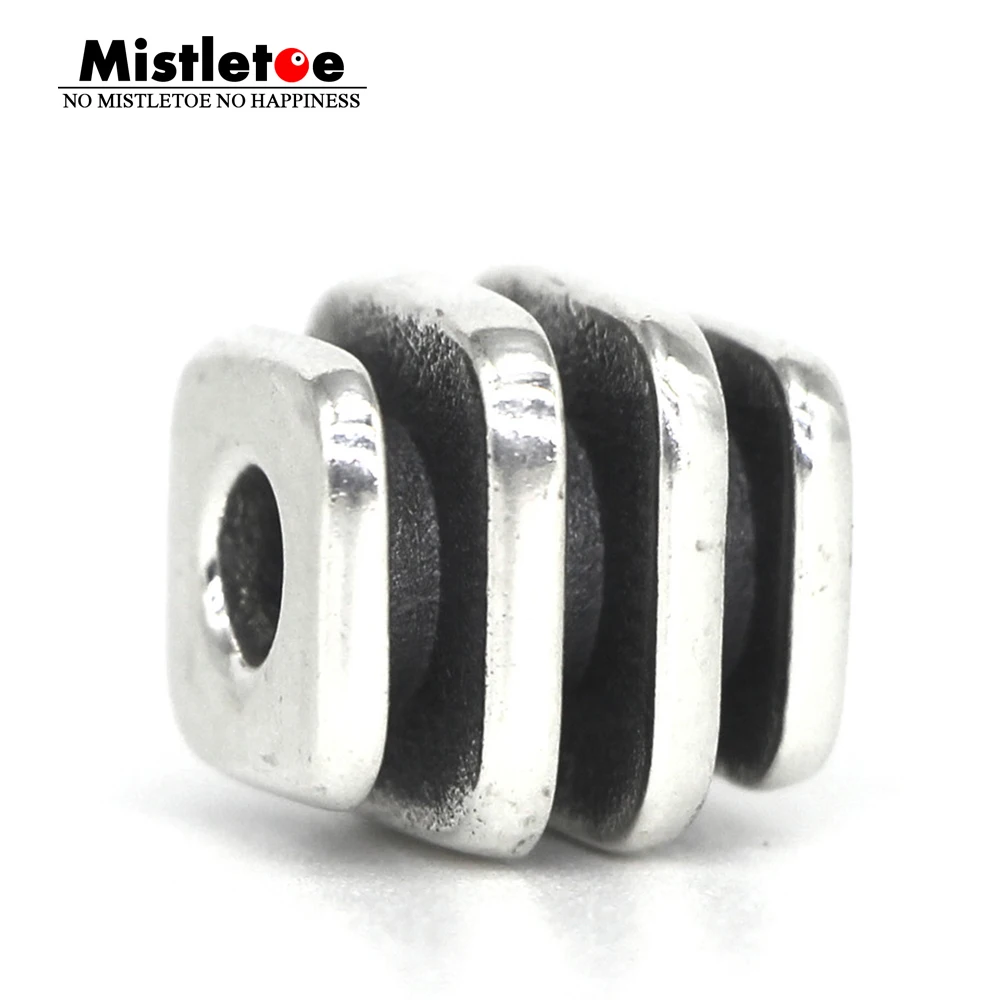 Mistletoe  S925 Sterling Silver Stripe Charm Bead Fit European 3.6mm Bracelet Jewelry