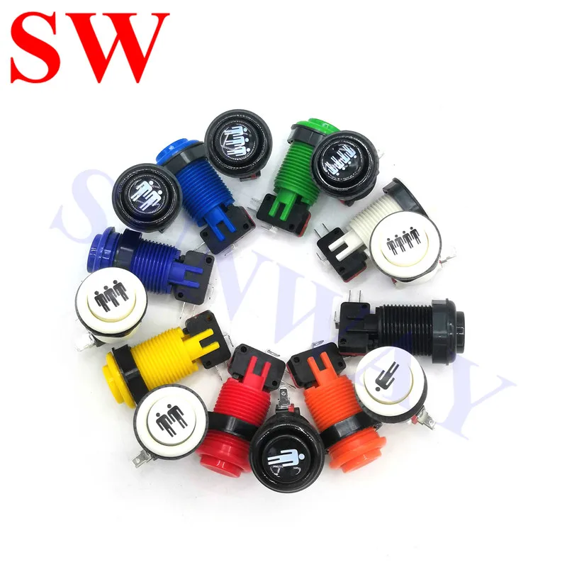 1 개/몫 아케이드 푸시 버튼 보라색 Happ 미국 스타일 긴 스위치 8 색 멀티 아케이드 MAME Jamma 게임