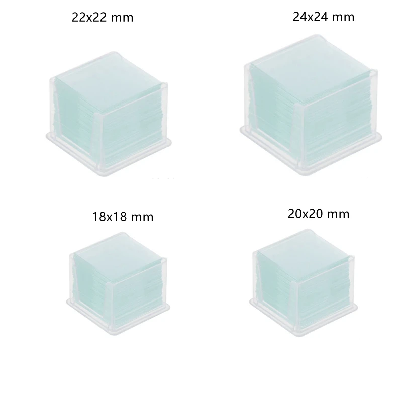 100 Stuks Transparant Vierkant Glas Glaasjes Coverslips Coverslides Voor Microscoop Optisch Instrument 18X18Mm 20X20Mm 22X22Mm 24X24Mm