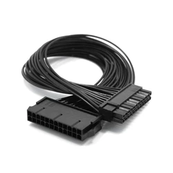 PSU Power Supply 24 Pin Extension Cable Splitter for ATX Motherboard, 24Pin to 24(20+4) Pin 12 inch/ 30cm Black 24BB