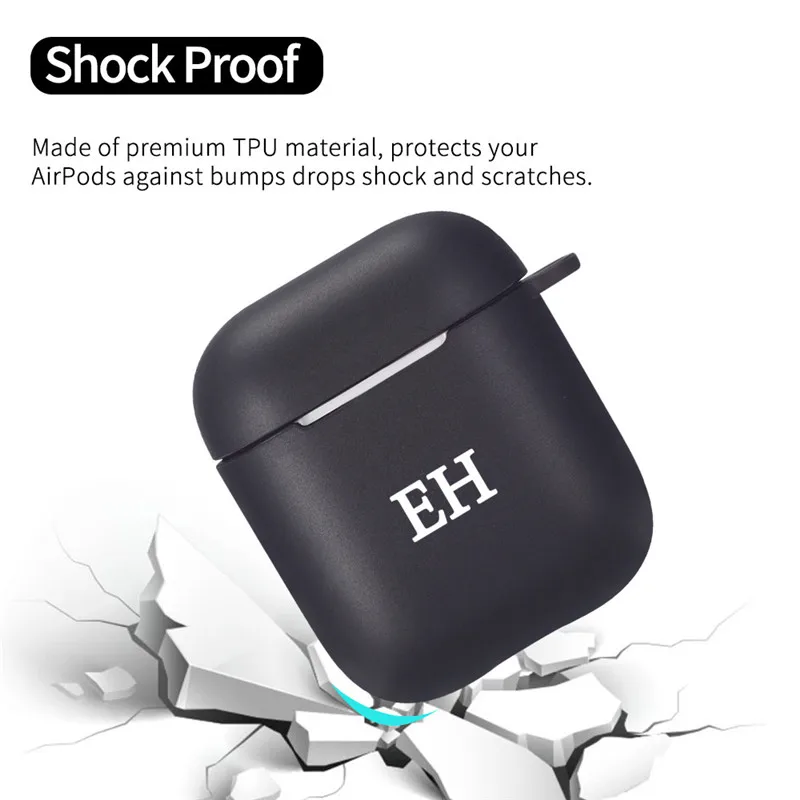تخصيص اسم الأحرف الأولى Airpods 2 الحال بالنسبة جراب الهواء 1 لينة سيليكون الفاخرة غطاء Fundas Airpods حالة سماعة اكسسوارات