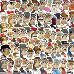 10/64Pcs Bored Ape Yacht Club NFT Cartoon Animal Monkey Bitcoin sticker Luggage Laptop PC Skateboard Waterproof Sticker