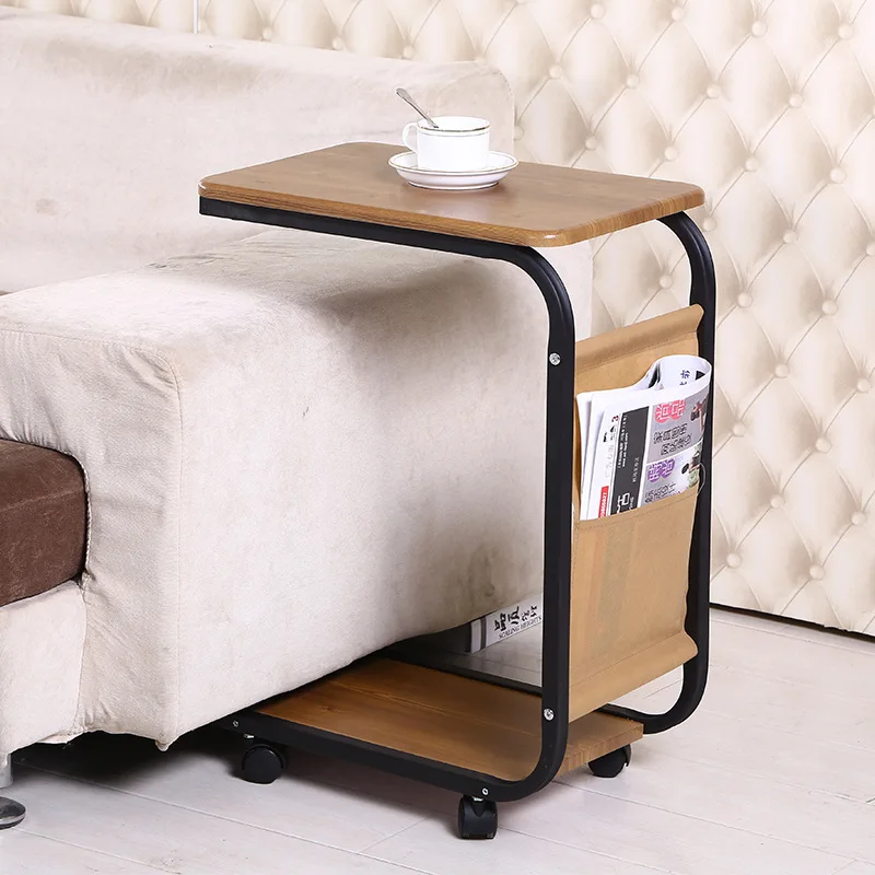 

Universal Wheels Table Sofa Side Table For Office Home Coffee Table Magazine Pocket Small Living Room Furniture Movable Table