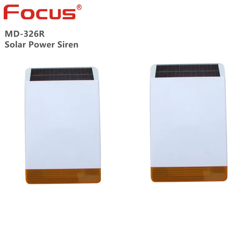 

Focus 433Mhz MD-326R Solar Power Siren Wireless External Alarm Strobe Flash Siren With 110dB Big Sounds Threaten Thief