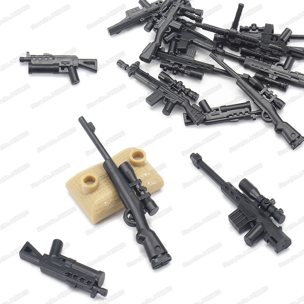 Military WW2 Weapons Barrett Heavy Sniper Rifle Building Block Moc Fighting Figures Equipment Model Child Christmas Gift Boy Toy