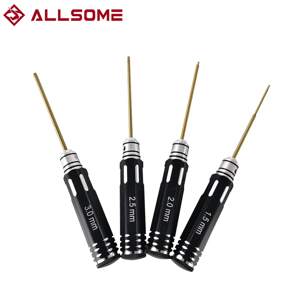 4 In 1 Screwdriver Hexagon Head 1.5 2.0 2.5 3.0mm HSS Titanium Coated Hex Screw Driver Tools Set Kits For RC FPV Helicopter Car