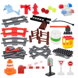 Grands blocs de Construction, circulation urbaine, accessoires de Construction, briques compatibles, piste de Train, maison, assemblage interactif, jouets pour enfants