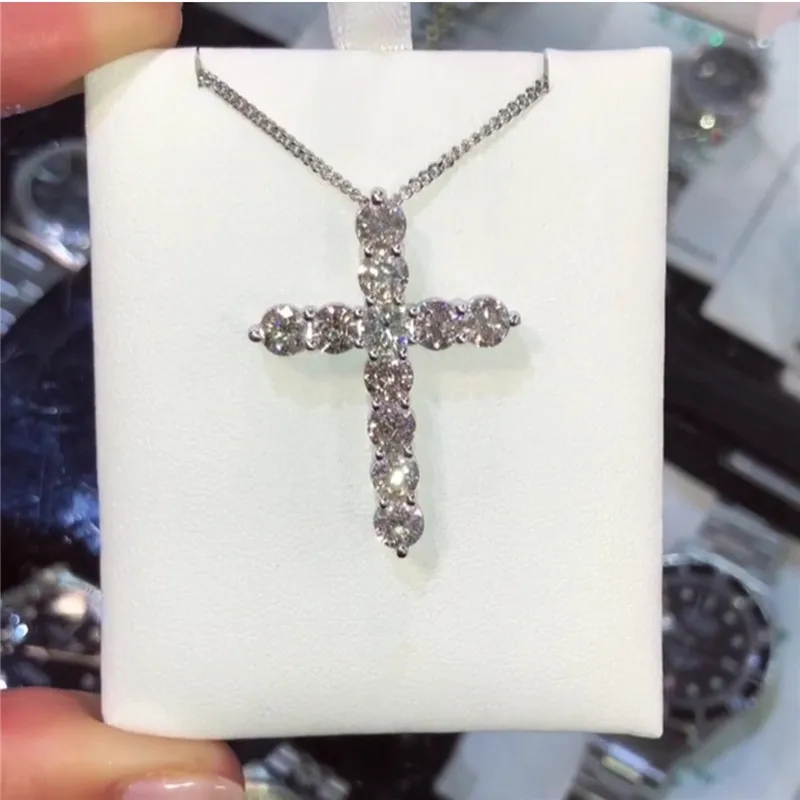 Diamond Cross pendant necklace 925 Sterling silver Lab Diamond Party Hiphop Cross Pendant for women men Wedding Jewelry