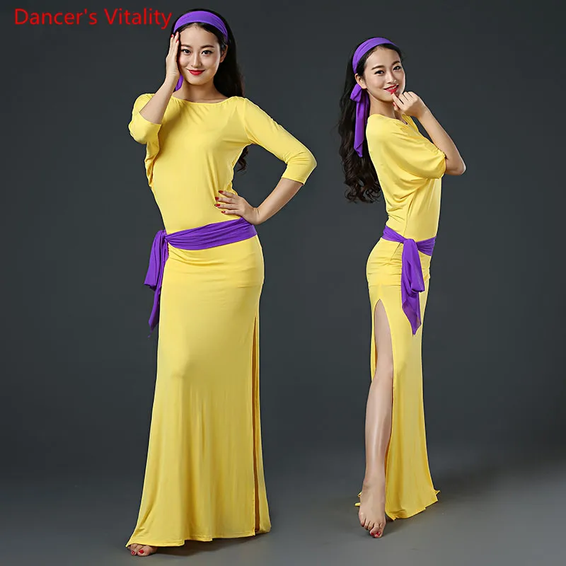 Belly Dance Robe Modal Dress Half Sleeves Performance Clothing Female Adult Elegant Long Skirt Competition Practice Clothes