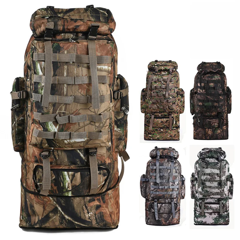 Fonto 100L Large Hiking Camping Camouflage Softback Backpack Military Tactical Bag For Men Women Outdoor Climbing Tra