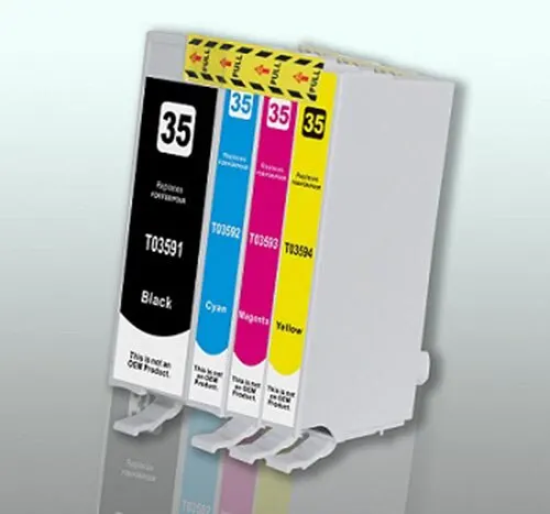 Pack 4 x Cartuchos de Tinta Genéricos T3591, T3592, T3593, T3594 Compatibles con Epson 35XL - Non Oem - Cartucho Impresoras WorkForce Pro WF-4720DWF, WF-4725DWF, WF-4730DTWF, WF-4735DTWF, WF-4740DTWF - Consumible 35 XL