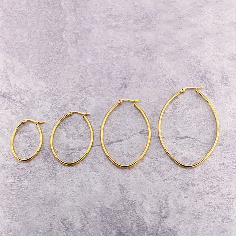 Fashion Hoop Earrings 316 Stainless Steel Hoop Earrings Gold Color Round Circle Earring Jewelry For Women Party , 1 Pair”