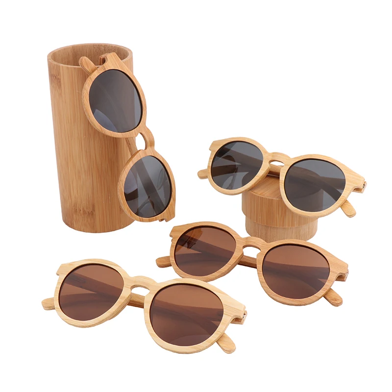 

New Style Laminated Sunglasses Men's And Women's Bamboo Wood Sun Glasses Primary Color UV 400 Protective Eye Wear With Box