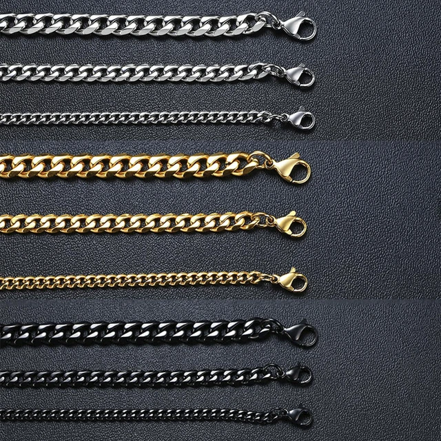 3-11mm Chunky Miami Curb Chain Bracelet for Men, Stainless Steel 5