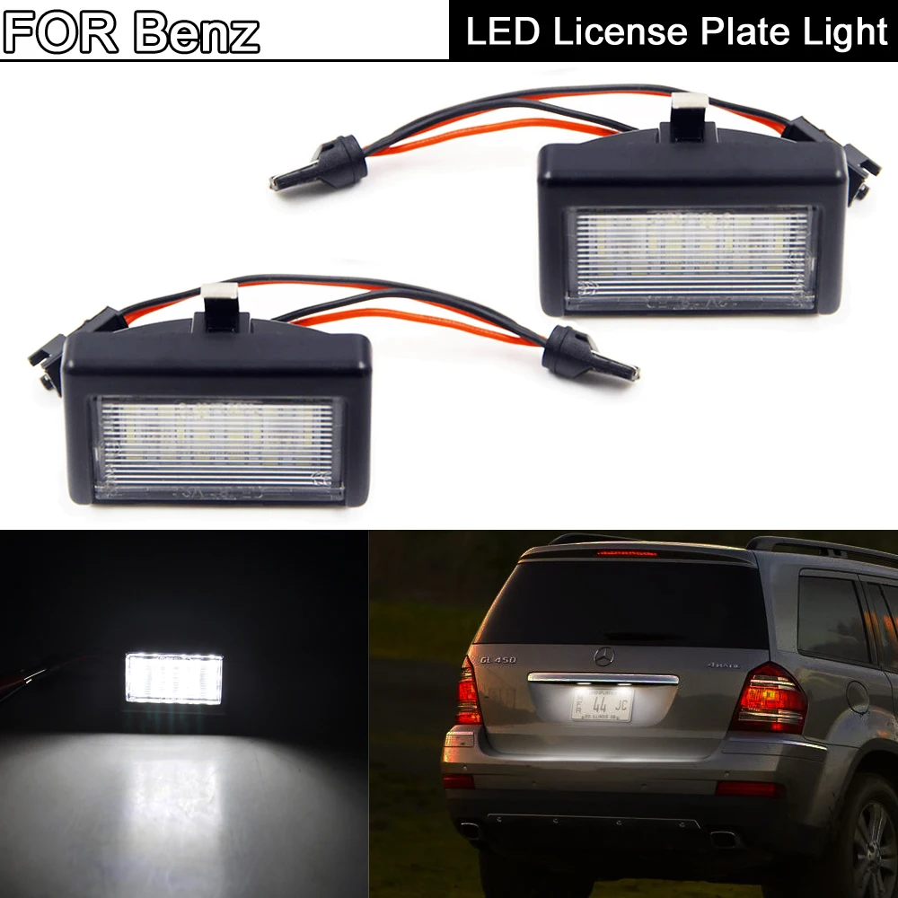 2Pcs White LED License Plate Light Number Plate Lamp For Mercedes Benz ML W164 X164 2004-2012 For Smart Roadster 452 2003-2006