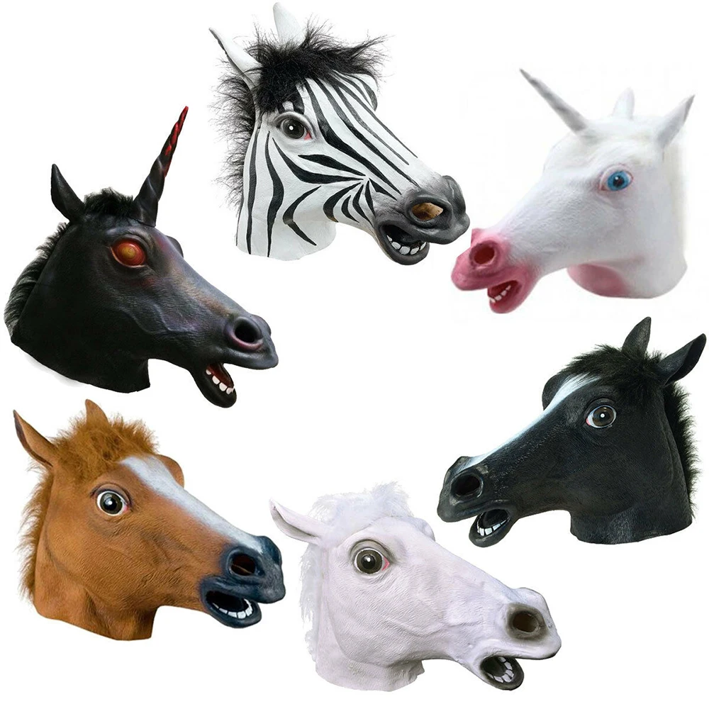 Animal Funny Mask Horse Unicorn Mask Turkey Chicken Frog Dog Masks Party Costume Party Latex Animal Head Mask Headgear Props