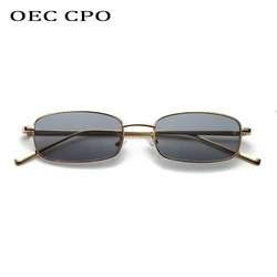 Fashion Rectangle Women‘s Sunglasses Alloy Small Frame Clear Square Men's Sun Glasses Women Vintage Shades Red Yellow lens UV400